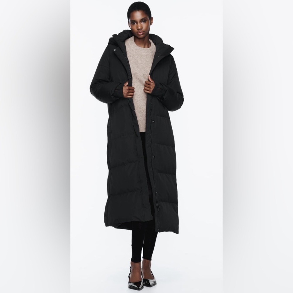 Zara water and wind protection longline hoodie puffer NWT